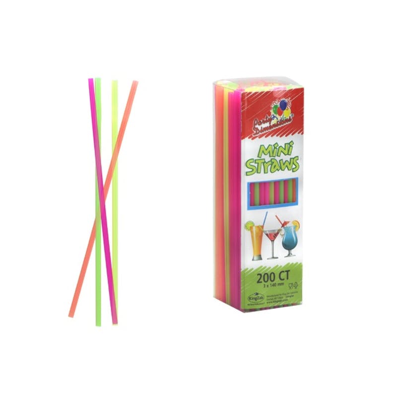Mini Neon Multi-Colored Straws  - Party DiMen'sions