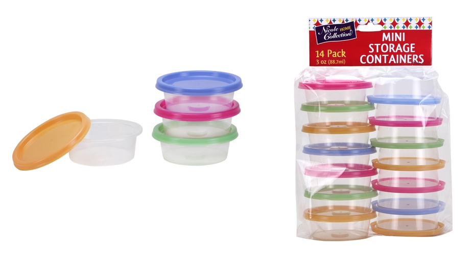 3 oz. Mini Round Containers with Neon Lids - 14-Packs - Nicole Home  Collection