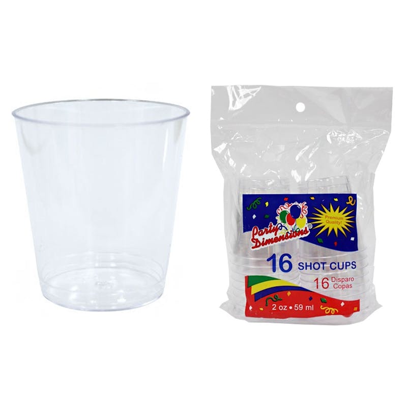 2 oz. Clear Plastic Shot Cup Tumblers 16-Packs