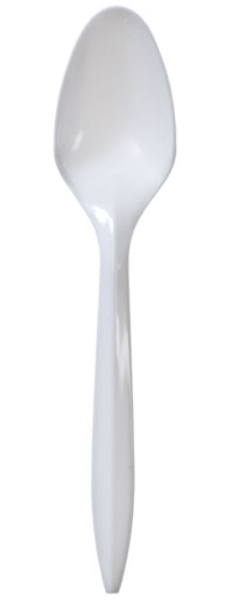 Bulk Plastic Spoons, White, Medium Weight, 1000 Count