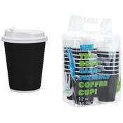 Ripple Hot Cups with Lids - Black, 12 oz, 30 Pack