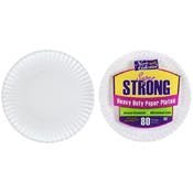 9" Paper Plates - Heavy Duty, White, 80 Count