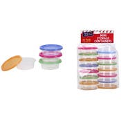 Mini Storage Containers - Round, Neon Lids, 3 oz, 14 Pack
