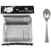 Plastic Soupspoons - Silver, 48 Pack