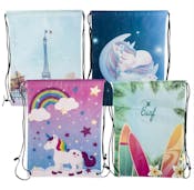 Drawstring Cinch Bags - 18", 4 Assorted Prints