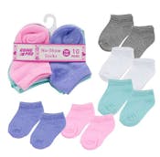 Girls' No-Show Socks - 4 Colors, 12-24M, 10 Pk