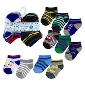 Boys' No-Show Socks - Sports Design, 0-12M, 10 Pk