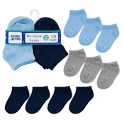 Boys' No-Show Socks - Asst Solids, 12-24M, 10 Pk