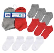 Boys' No-Show Socks - Assorted, 2T-4T, 10 Pk