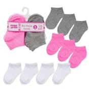 Girls' No-Show Socks - Assorted, 0-12M, 10 Pk
