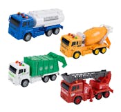 Friction Powered Toy Trucks - Lights & Sound, 4 Assorted