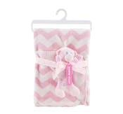 Plush Bear & Blanket Sets - Pink Chevron Design