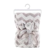 Plush Elephant & Blanket Sets - Gray Chevron Pattern