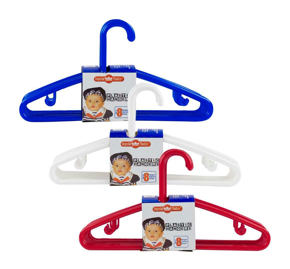 Plastic Clothes Hangers - 8 Pack, Assorted