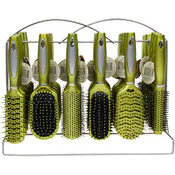 10" Hairbrush Sets - 6 Styles, Lime Green, Wire Rack Included