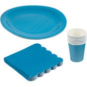 Party Supply Sets - Blue, 8 Pack, Plates, Cups, Napkins