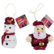 Tinsel Christmas Ornaments - Two Styles, 36 Pieces
