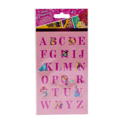 Disney Princess Stickers - Alphabet, 4 Sheet