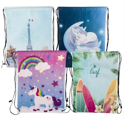 Drawstring Cinch Bags - 18", 4 Assorted Prints