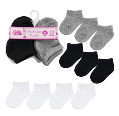No-Show Socks - 3 Assorted, 0-12M, 10 Pk