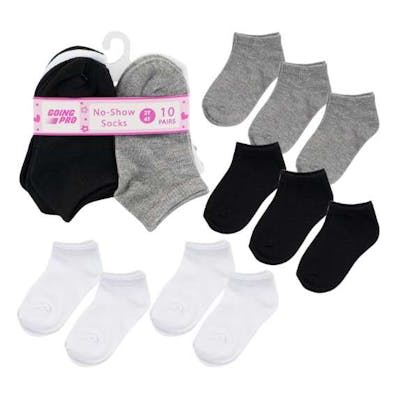 Girls' No-Show Socks - 3 Assorted, 2T-4T, 10 Pk