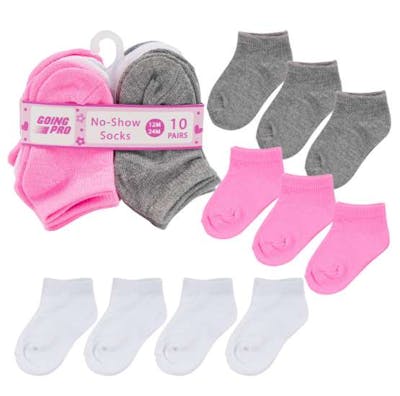 Girls' No-Show Socks - Assorted, 12-24M, 10 Pk