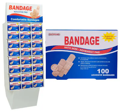 Non-Stick Pad Bandage, 100-Piece with Display