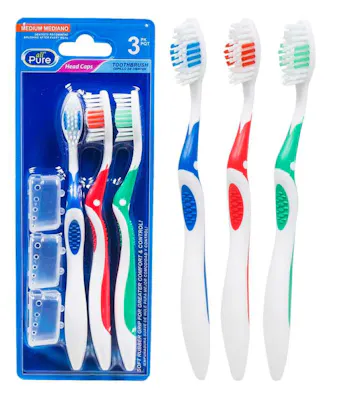 Toothbrushes with Cap - 3 Pack