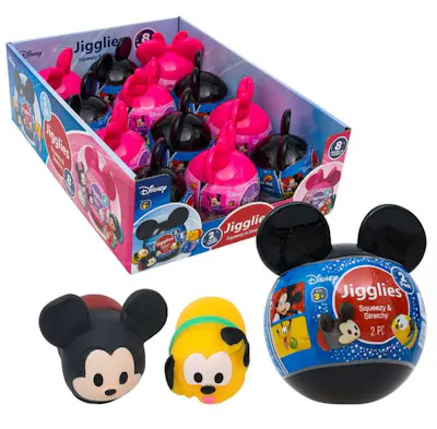 Disney Jigglies Squeeze and Stretch Toys, Assorted - 2 Pack
