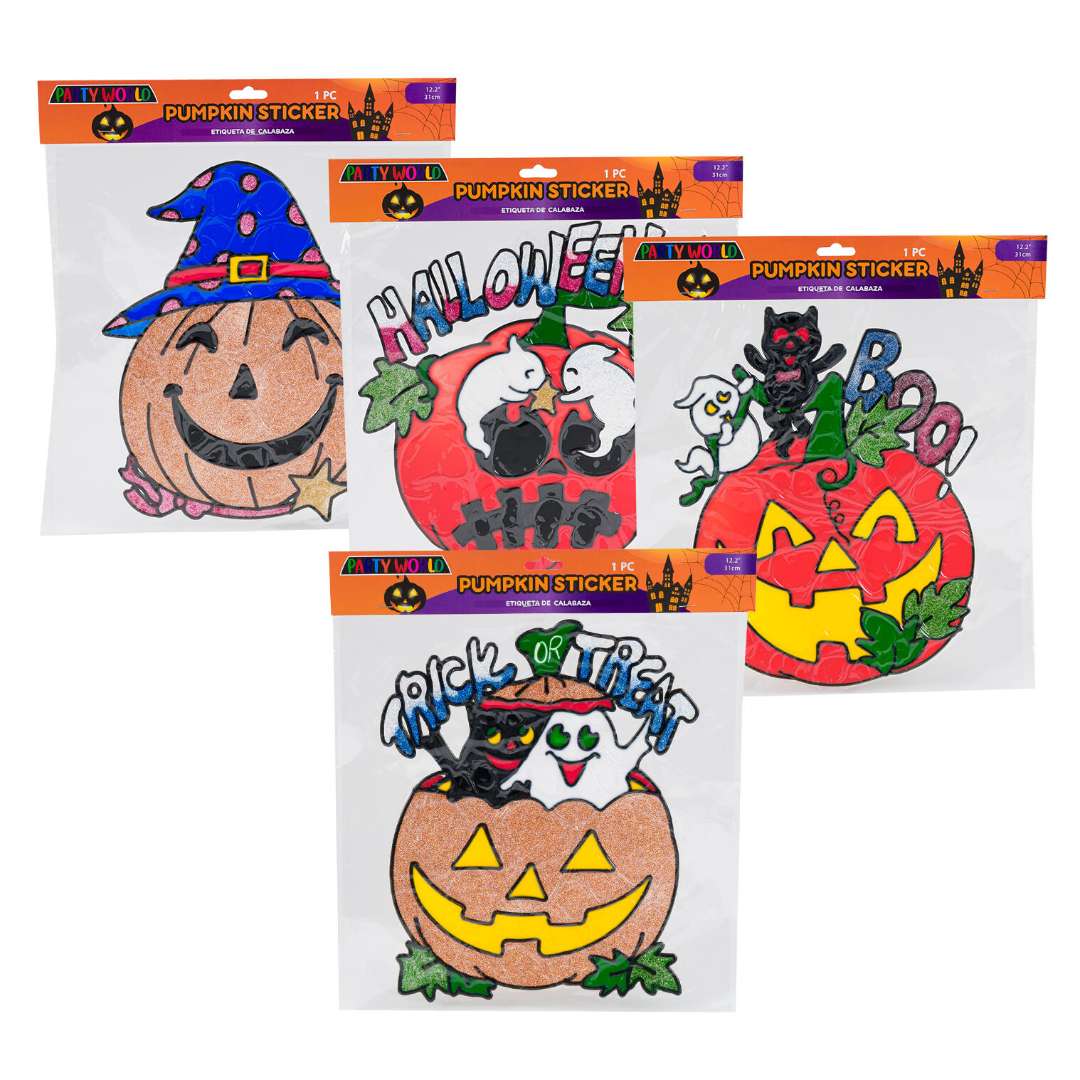 Halloween Pumpkin Sticker D&eacute;cor, Assorted - 12.2"
