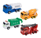 Friction Powered Toy Trucks - Lights & Sound, 4 Assorted image number null