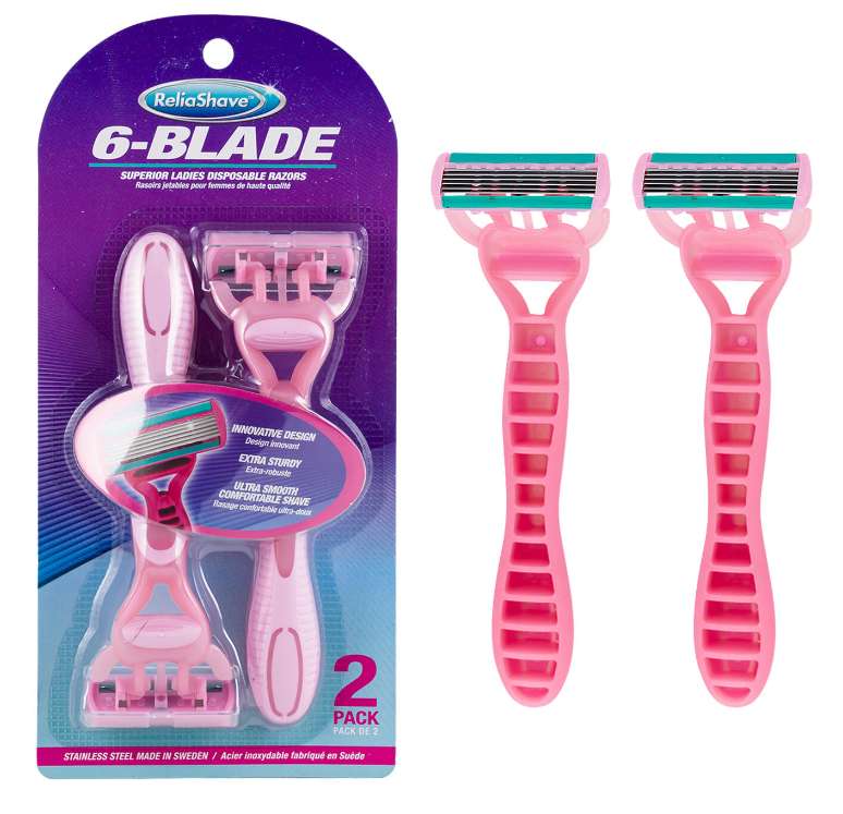 6 Blade Women's Disposable Razor - 2 Pack