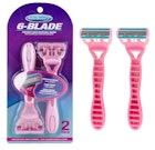 6 Blade Women's Disposable Razor - 2 Pack image number null