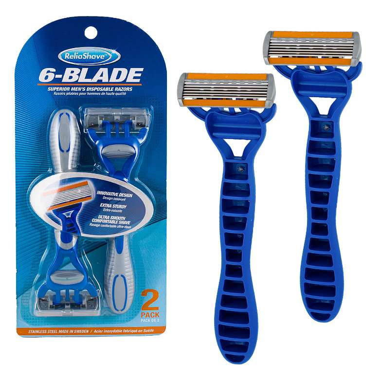 6 Blade Men's Disposable Razor - 2 Pack