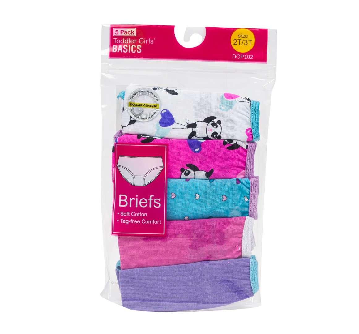 Girls' Panties - Size 2T-3T, 5 Pack