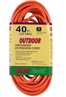 Indoor and Outdoor Extension Cord, Orange - 40'