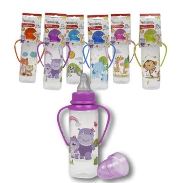 Wholesale 6 Assorted Colors 8oz Baby Bottle with Handles (SKU 2326782