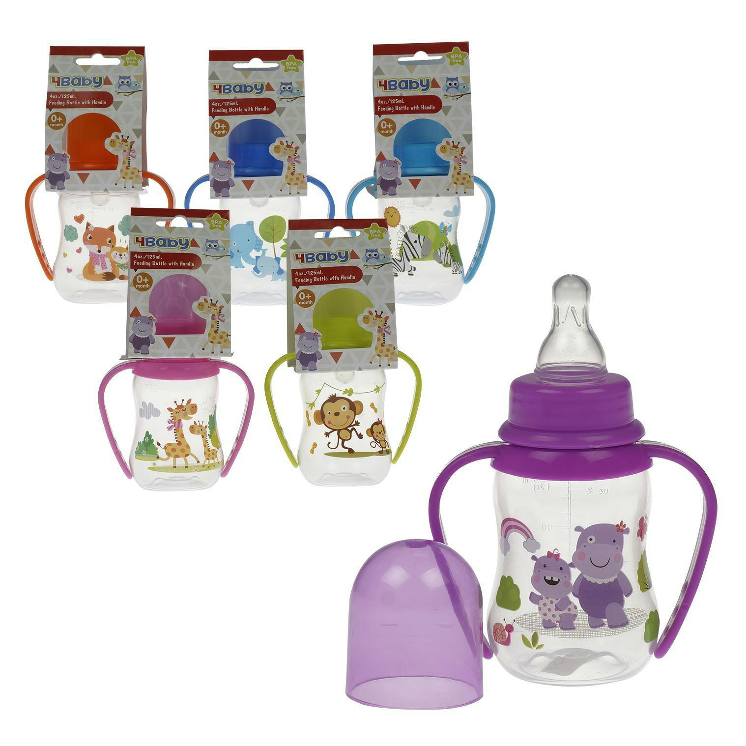 Wholesale Baby Bottle with Handles Assorted Colors (SKU 2342734