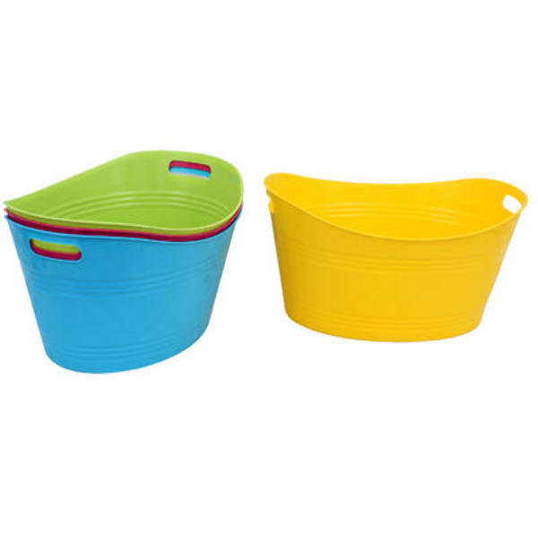 Wholesale Plastic Oval Tub with Handles 18.25"L Assorted