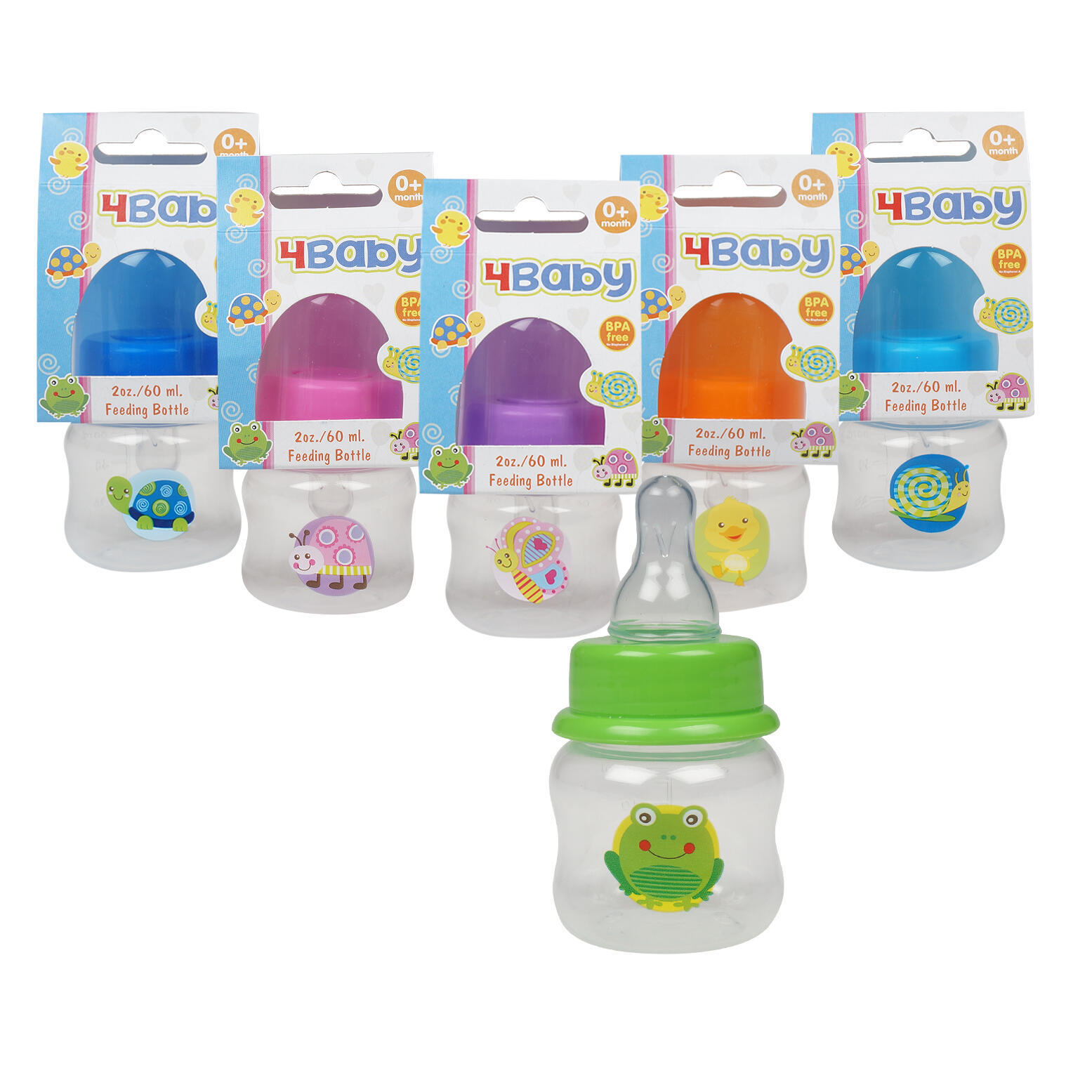 Wholesale Baby Bottle Assorted Characters Colors, 2 oz