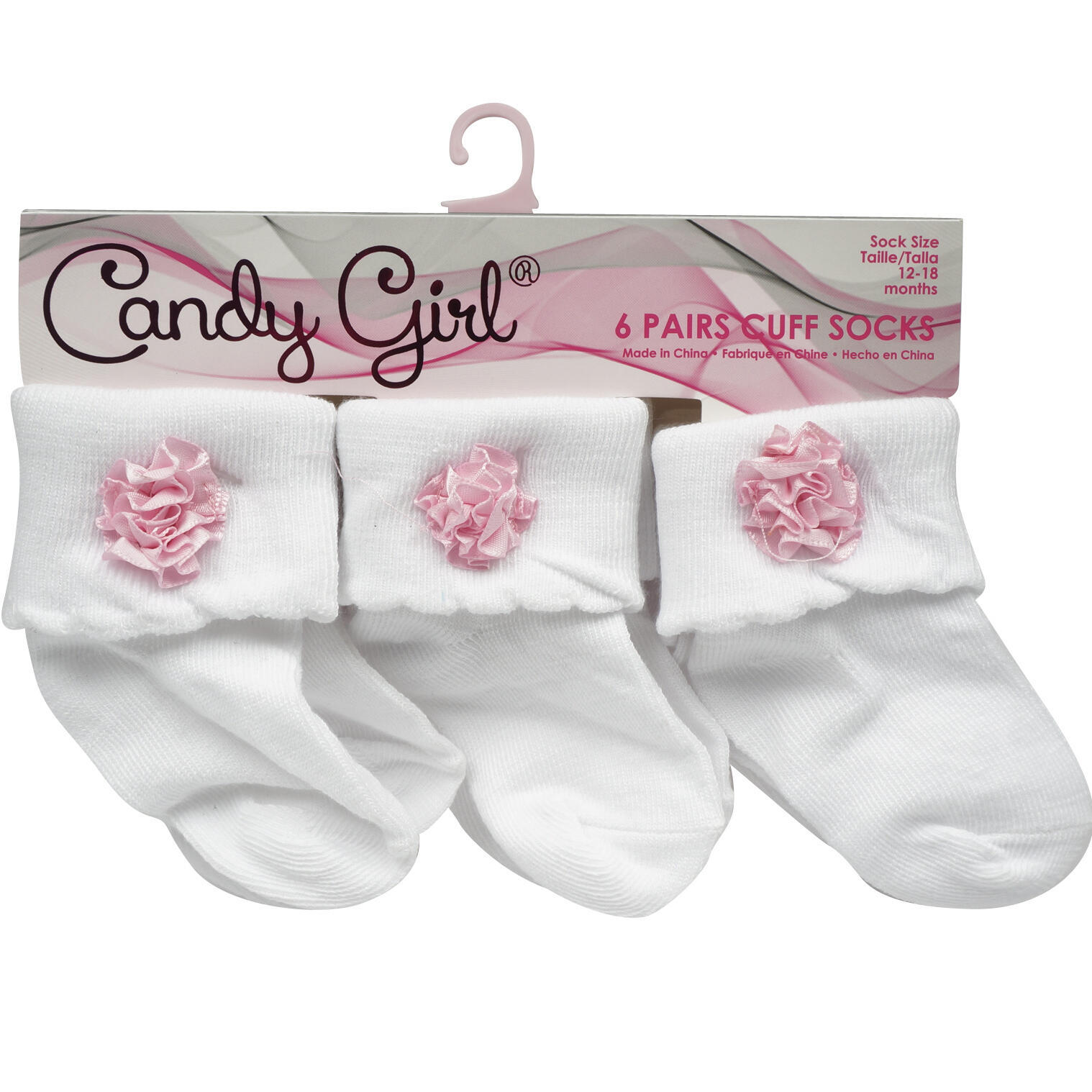 Wholesale 6 Pack Satin Flower Cuff Sock- Assorted Sizes | DollarDays