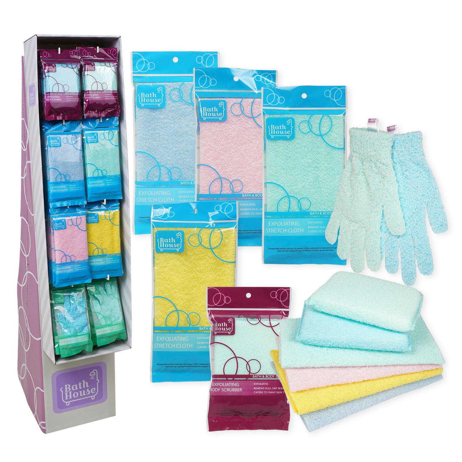 Wholesale Exfoliating Bath Stretch Cloth 3 Assortments (SKU 2344380