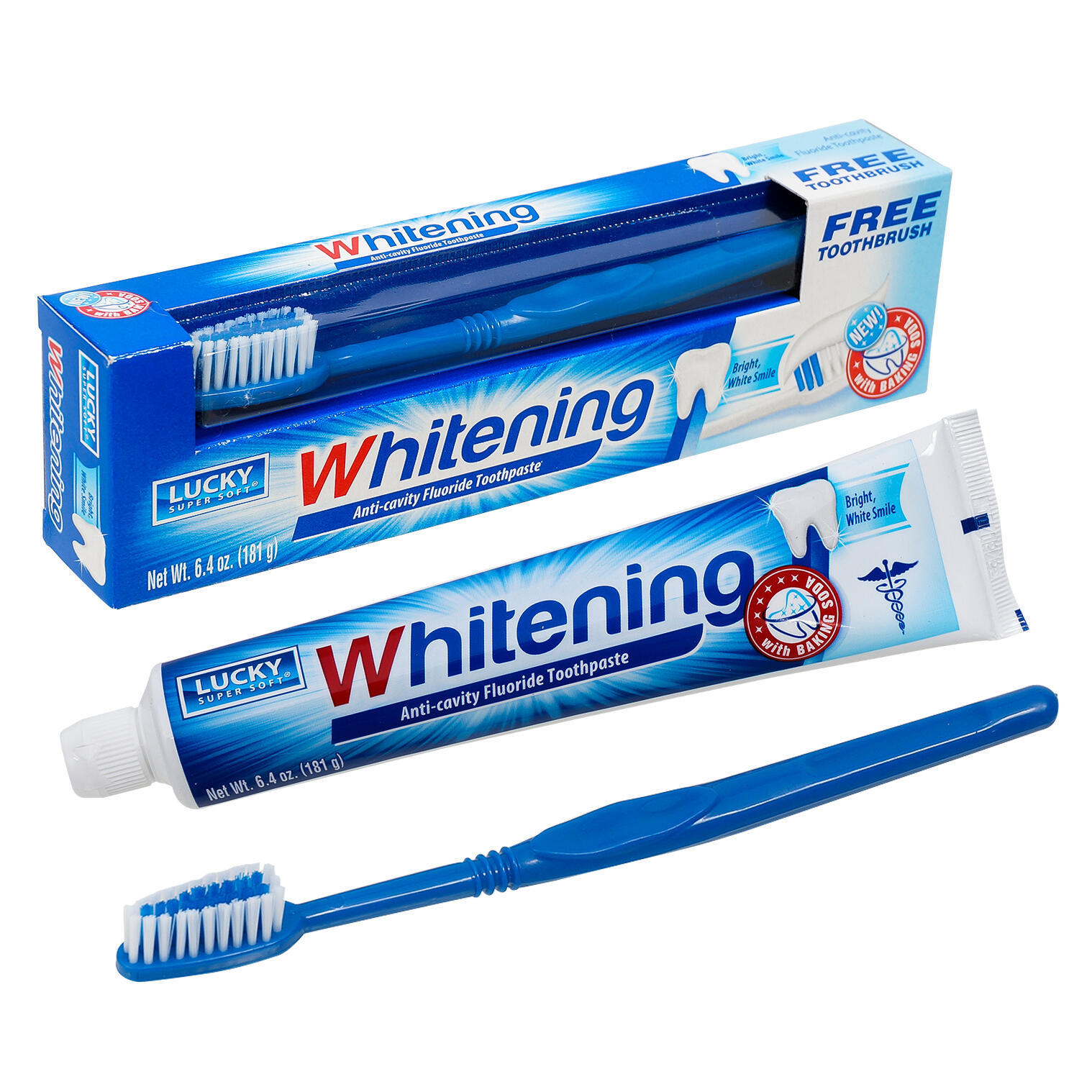 Wholesale Lucky Whitening Toothpaste 6.4 oz, Free Toothbrush (SKU 2347323) DollarDays