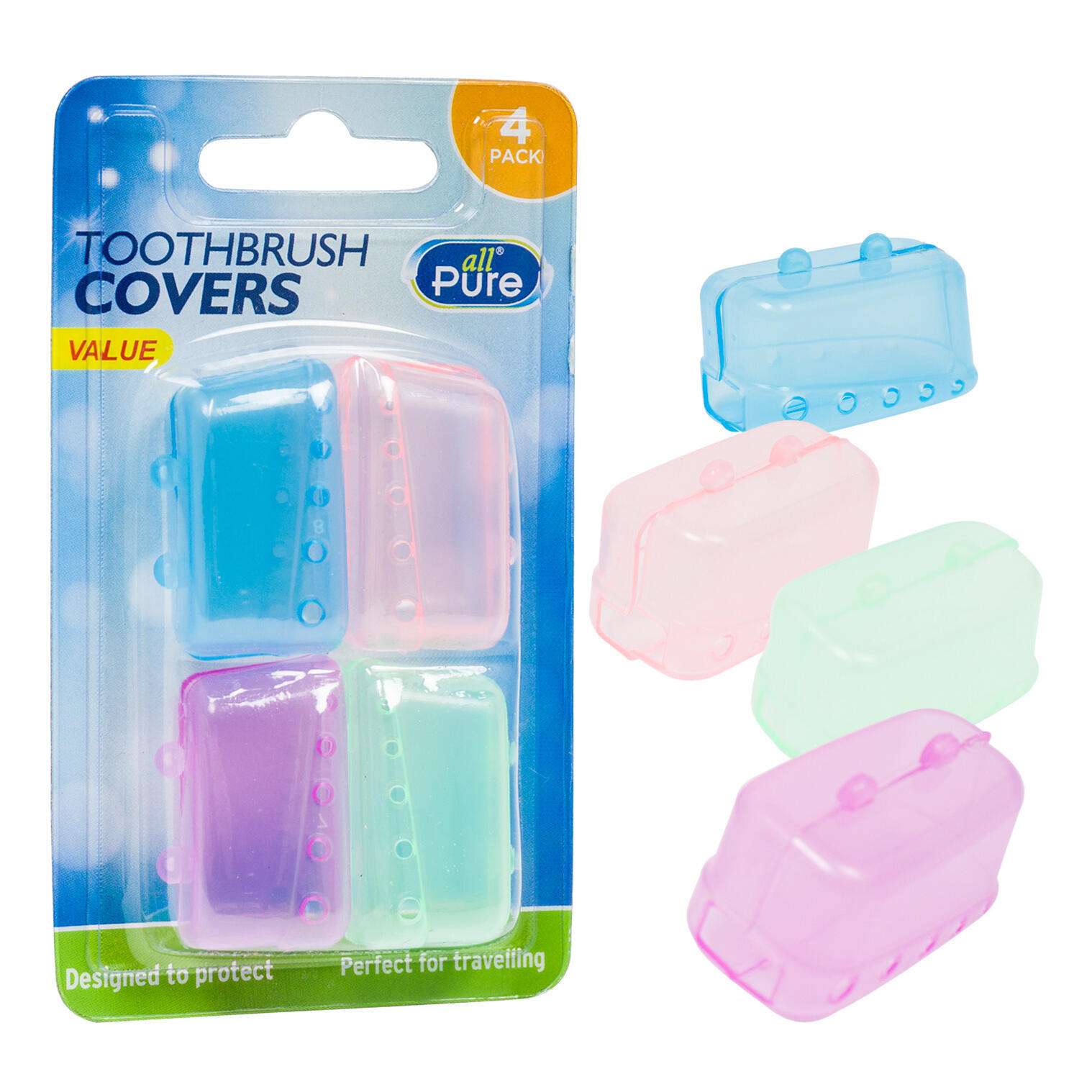 Wholesale Toothbrush Covers 4 Pack, Assorted Colors