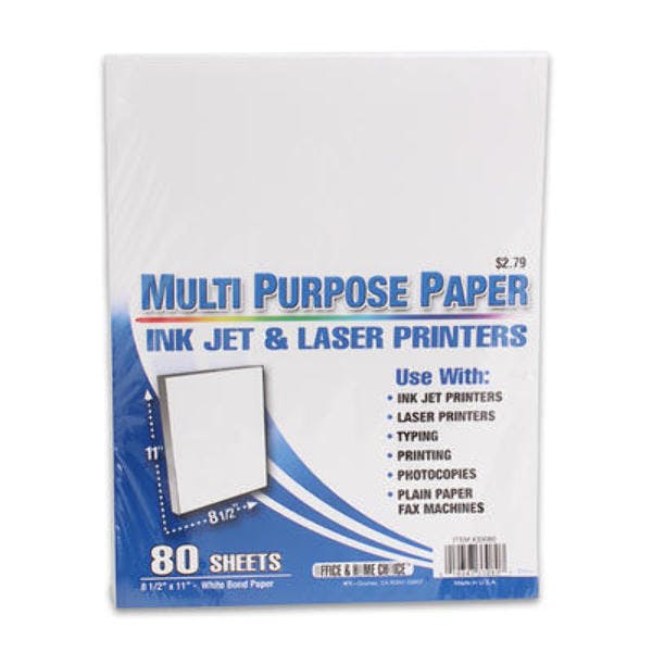 Wholesale MultiPurpose Paper 80Pack 8 1/2 X 11" (SKU 2290075