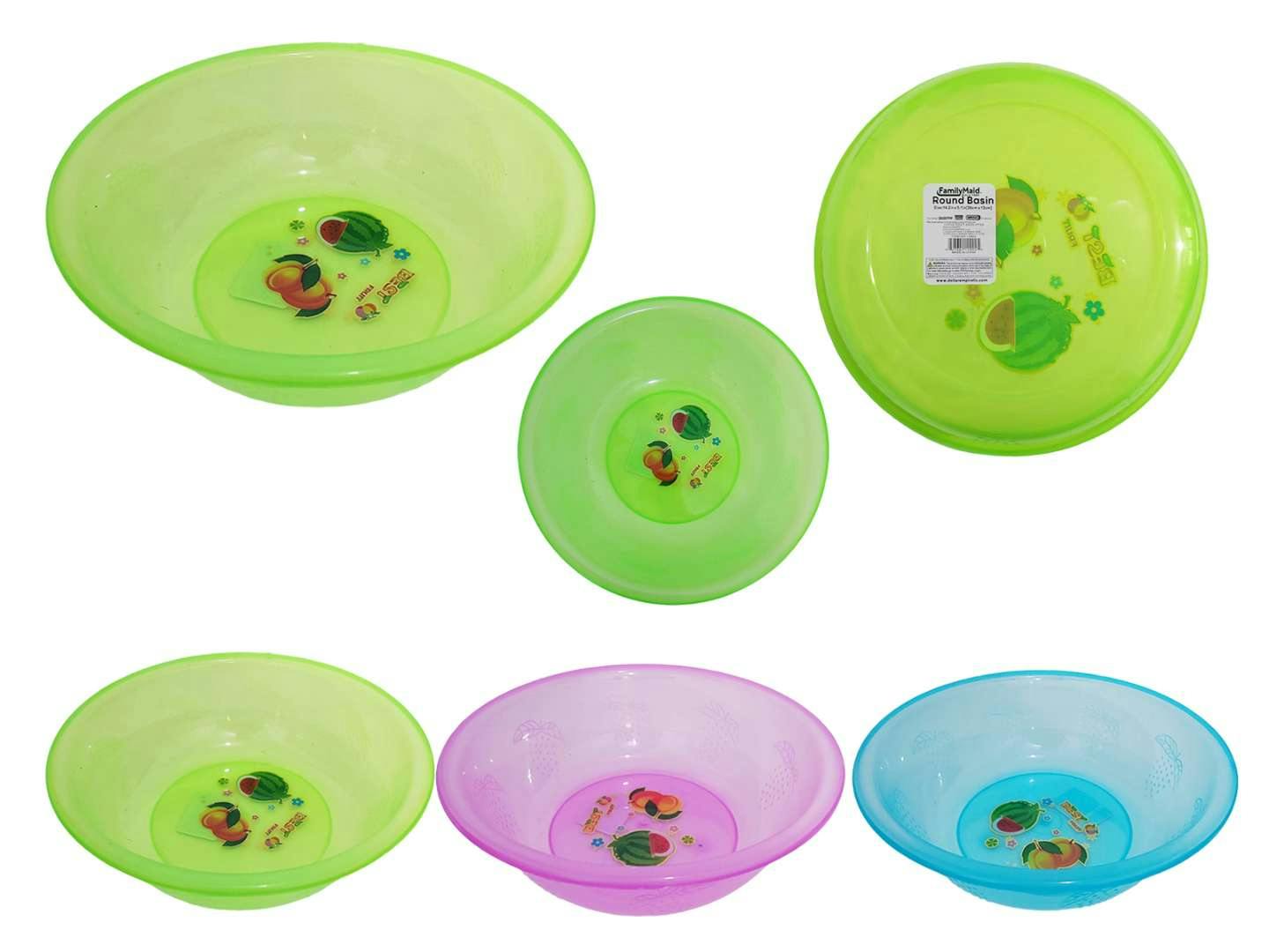 Round Plastic Bowls - Assorted Colors, 14"
