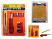Screwdriver & Box Cutter Sets - Assorted Tips, 13 Pieces