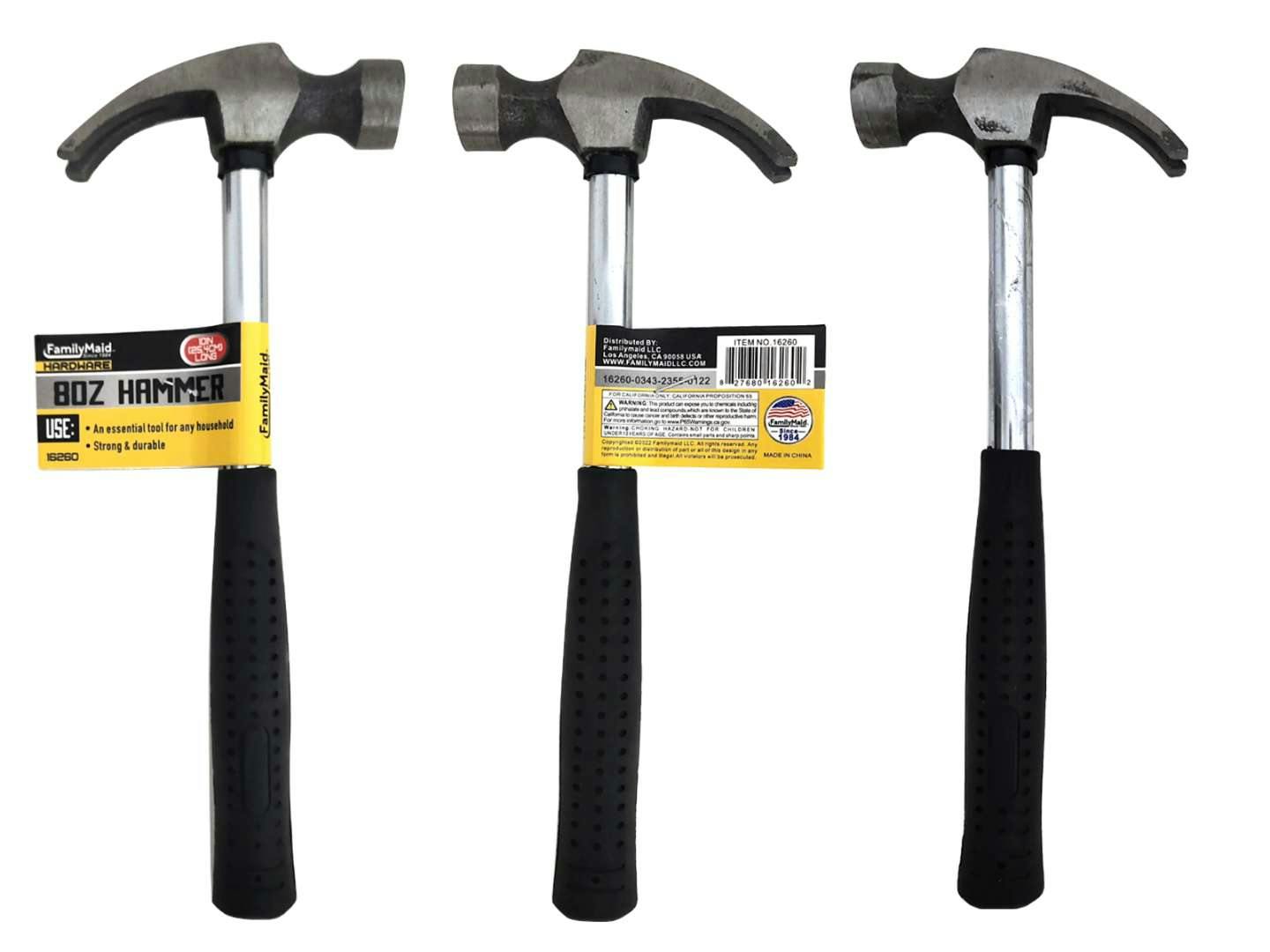 Hammer, 8oz, Small Hammer, Camping Hammer, Claw Hammer, Stubby Hammer