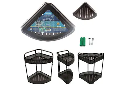 Two Tier Triangle Bath Racks - Black