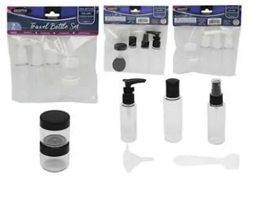 Plastic Travel Bottle Sets - 7 Piece